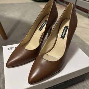 Nine West Womens Stiletto Heel Tatiana Pump Brown Chocolate Leather Size 6